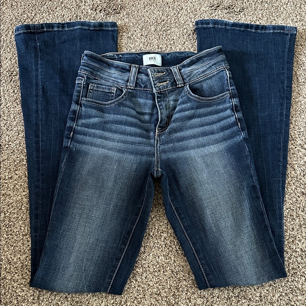 BKE Girls Dark Blue Bootcut Jeans